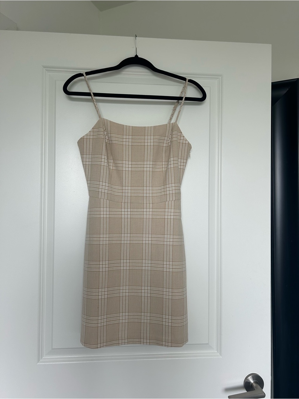 Wilfred Ivory and beige Plaid Spaghetti Strap Dress